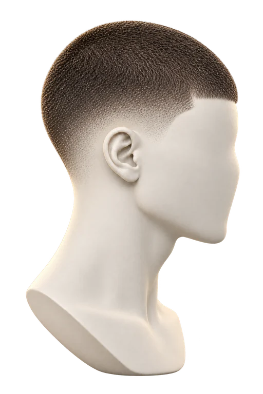 Buzz cut — πλαϊνή όψη κεραμικού μοντέλου
